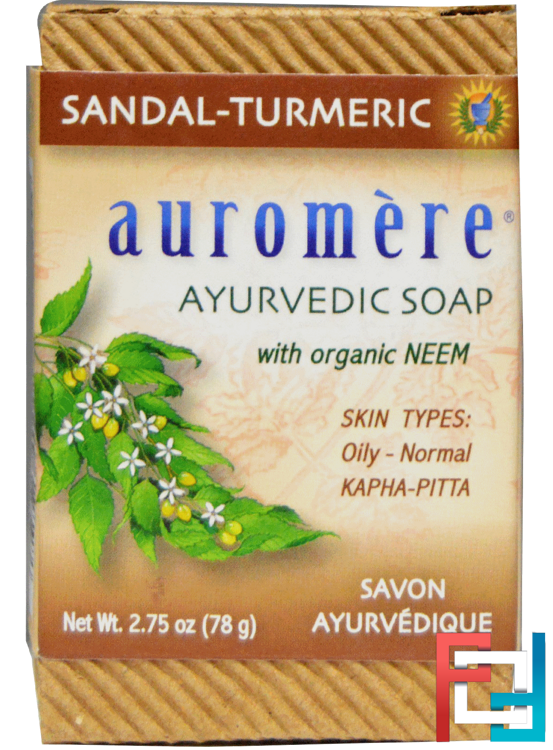 Ayurvedic Soap, With Organic Neem, Sandal-Turmeric, Auromere, 2.75 oz, 78 g