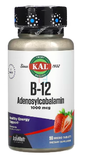 B-12 Adenosylcobalamin, KAL, 1000 Mcg, 90 Micro Tablets