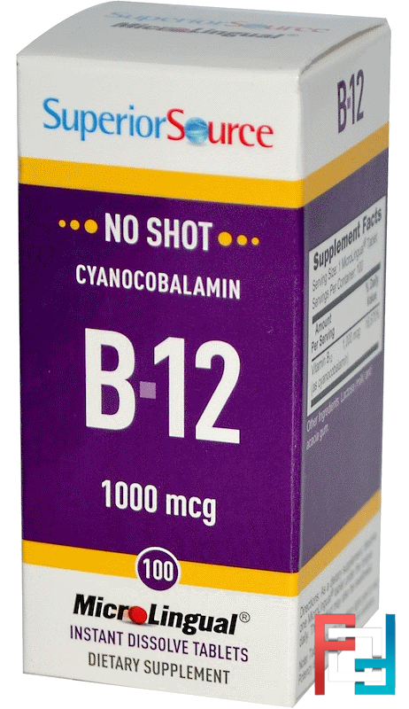 Cyanocobalamin B-12, 1000 Mcg, Superior Source, 100 MicroLingual ...