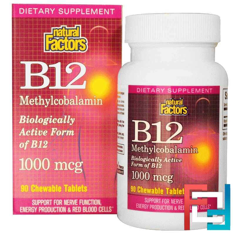 B12 Methylcobalamin 1000 Mcg Natural Factors 90 Chewable Tablets