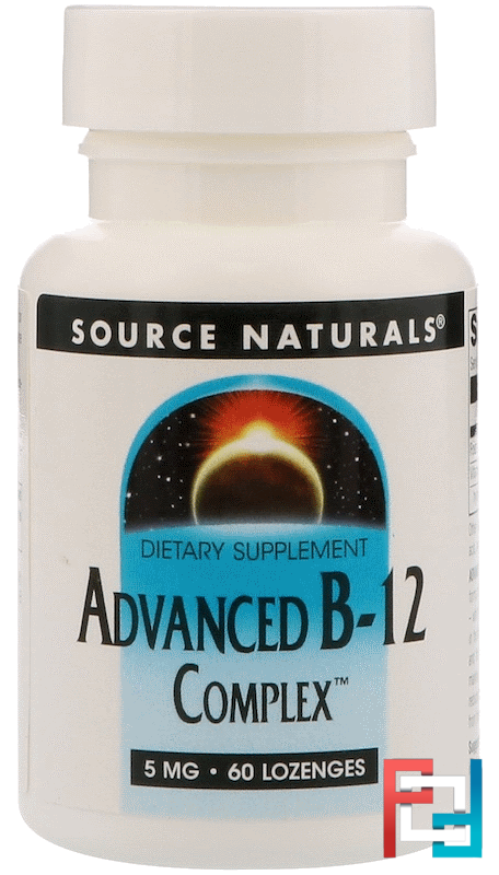 Advanced B-12 Complex, 5 Mg, Source Naturals, 60 Lozenges