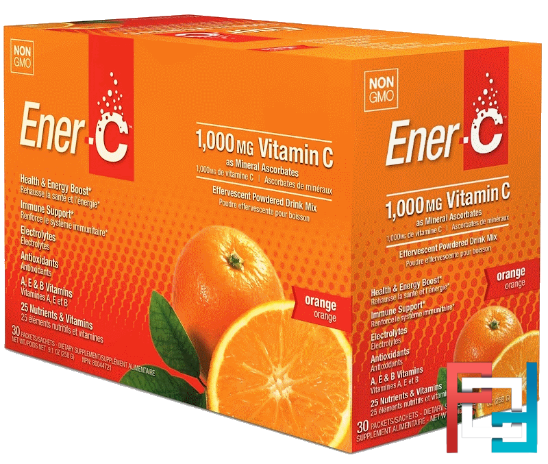 Vitamin C, Effervescent Powdered Drink Mix, Orange, 30 Packets, EnerC