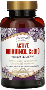 Active Ubiquinol CoQ10, with Resveratrol, ReserveAge Nutrition, 60 Liquid Capsules