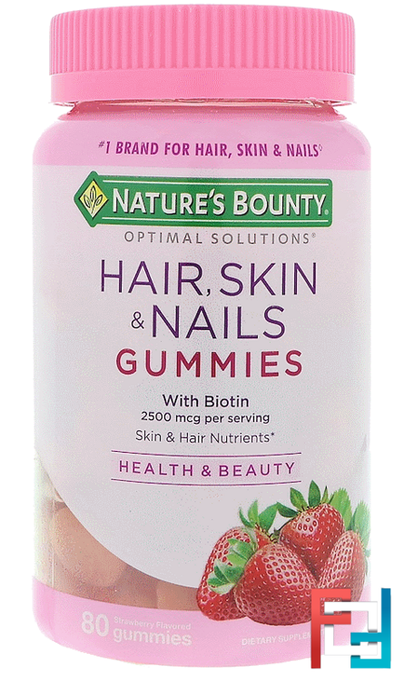 Optimal Solutions, Hair, Skin, & Nails with Biotin, Strawberry Flavored, Nature's Bounty, 80 Gummies