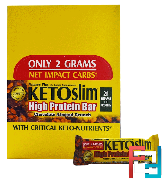 Nature's Plus, Ketoslim, High Protein Bar, Chocolate Almond Crunch, 12 Bars, 2.1 oz (60 g) Each