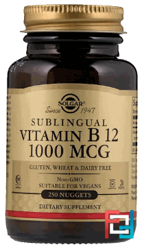 Sublingual Vitamin B12, 1000 mcg, Solgar, 250 Nuggets