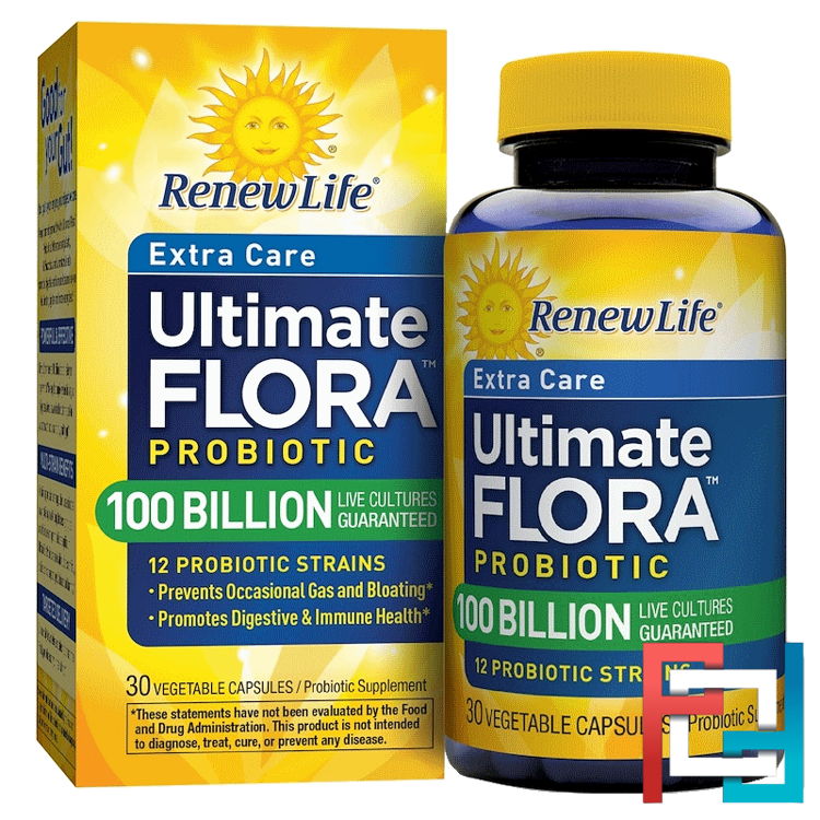 Extra Care, Ultimate Flora Probiotic, Renew Life, 100 Billion Live Cultures, 30 Vegetable Capsules