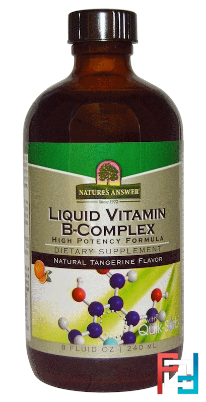 Liquid Vitamin B-Complex, Natural Tangerine Flavor, Nature's Answer, 8 fl oz, 240 ml