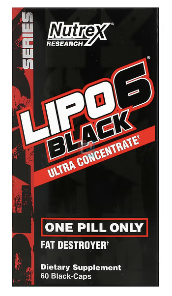 Добавка для сжигания жира Липо-6 Блэк, ультраконцентрат, Lipo 6 Black, Ultra Concentrate, Nutrex Research Labs, (US), 60 capsules