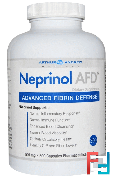 Neprinol AFD, Advanced Fibrin Defense, Arthur Andrew Medical, 500 mg, 300 Capsules