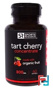 Tart Cherry Concentrate, 800 mg, Sports Research, 60 Softgels