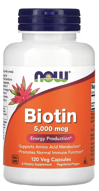 Биотин 5000 мкг, Biotin, Now Foods, 5000 mcg, 120 Veg Capsules