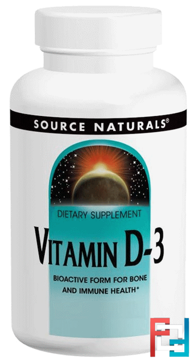 Vitamin D-3, 2000 IU, Source Naturals, 200 Capsules