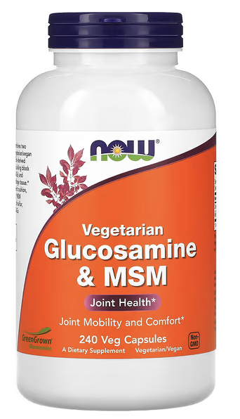 Вегетарианские глюкозамин и МСМ в растительных капсул, Vegetarian Glucosamine & MSM, Now Foods, 240 Veg Capsules