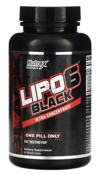 Добавка для сжигания жира Липо-6 Блэк, ультраконцентрат, Lipo 6 Black, Ultra Concentrate, Nutrex Research Labs, (US), 60 capsules