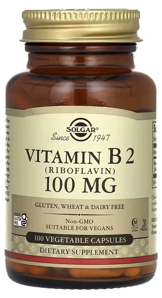 Витамин Б2 (рибофлавин) 100 мг, Vitamin B2 Riboflavin, Solgar, 100 mg, 100 Vegetable Capsules