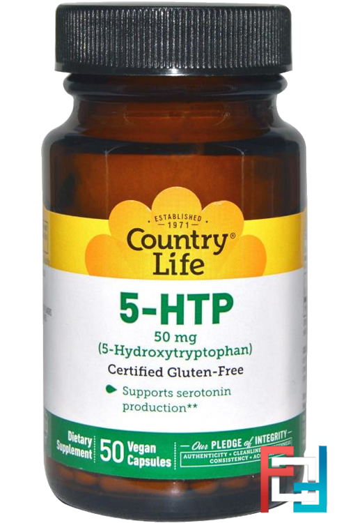 5-HTP, Country Life, 50 mg, 50 Vegan Caps