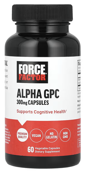 Альфа-ГФХ, 600 mg, Alpha GPC, Force Factor, 300 mg, 60 vegetable capsules