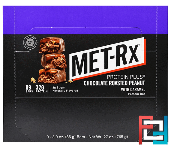 Protein Plus Bar, Chocolate Roasted Peanut with Caramel, MET-Rx, 9 Bars, 3.0 oz (85 g) Each