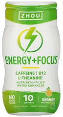 Energy + Focus, Nutrient-Infused Water Enhancer, Orange, Zhou Nutrition, 1.69 fl oz, 50 ml