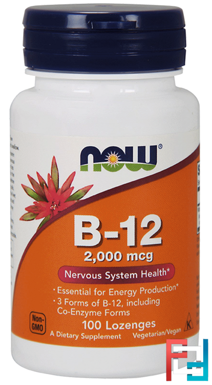 B-12, 2,000 mcg, Now Foods, 100 Lozenges