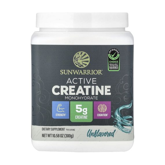 Микронизированный моногидрат креатина, Sunwarrior — Active Creatine, без вкуса, 300 г