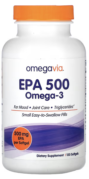 ЭПК 500, Омега-3, EPA 500, Omega-3, OmegaVia, 500 mg, 120 Softgels