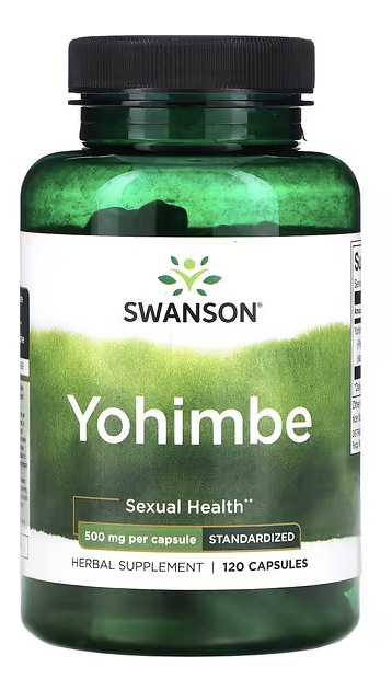 Йохимбе, стандартизированный, Yohimbe, Standardized, Swanson, 500 mg, 120 Capsules