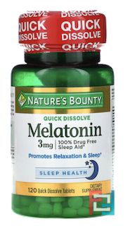 Melatonin, Nature's Bounty, 3 mg, 120 Quick Dissolve Tablets