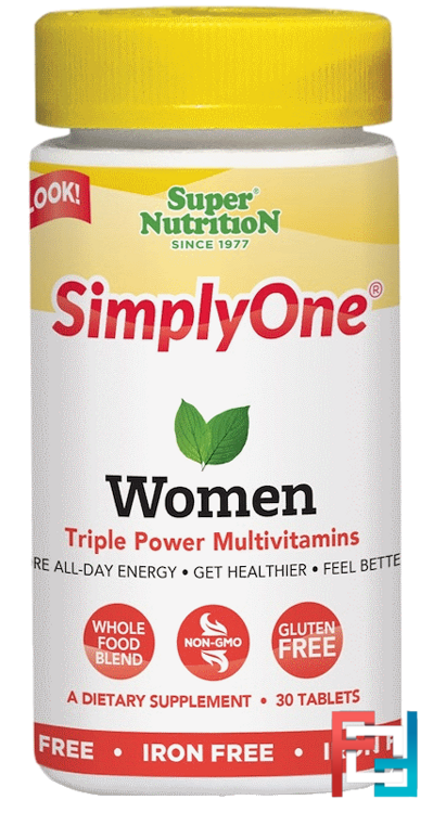 SimplyOne, Women, Triple Power Multivitamins, Iron Free, Super Nutrition, 30 Tablets