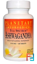 Planetary Herbals, Ayurvedics, Full Spectrum Ashwagandha, 570 mg, 60 Tablets