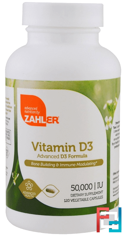 Vitamin D3, 50,000 IU, Zahler, 120 Vegetable Capsules