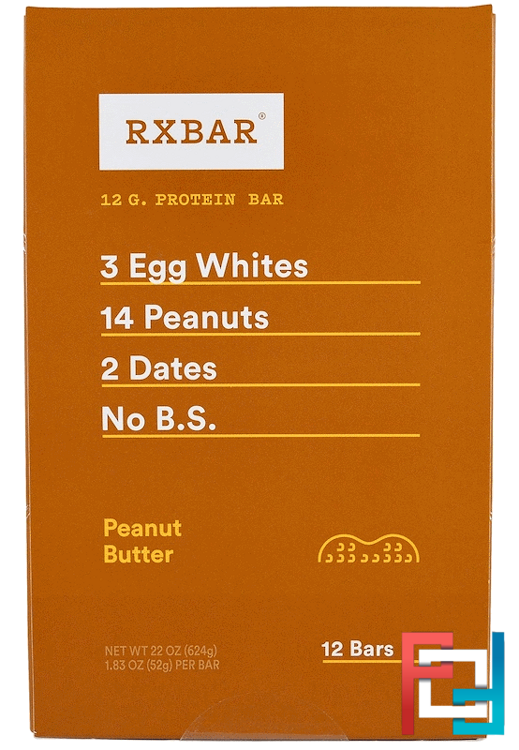 Protein Bars, Peanut Butter, RXBAR, 12 Bars, 1.83 oz (52 g) Each