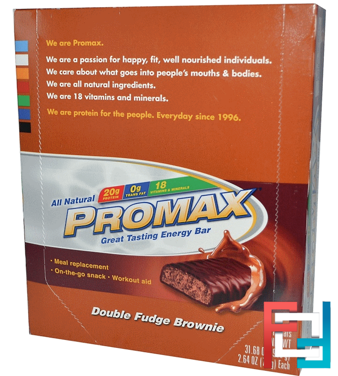 Energy Bars, Double Fudge Brownie, Promax Nutrition, 12 Bars, 2.64 oz (75 g) Each