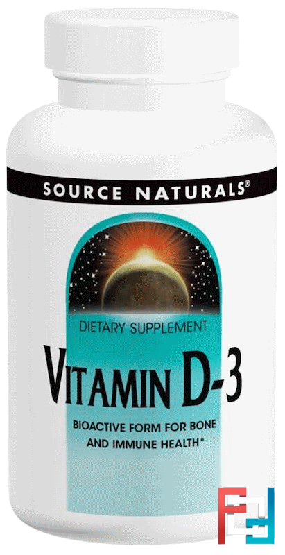 Vitamin D-3, 5,000 IU, Source Naturals, 240 Capsules