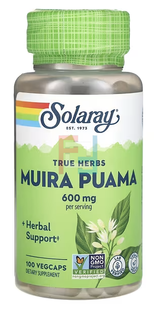 Муира пуама, Muira puama, true herbs, Solaray, 300 mg, 100 vegcaps