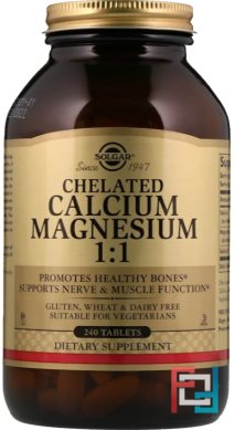 Chelated Calcium Magnesium 1:1, Solgar, 240 Tablets