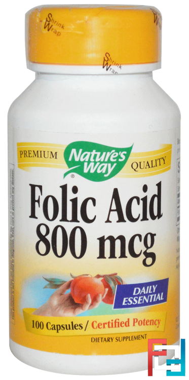 Folic Acid, 800 mcg, Nature's Way, 100 Capsules