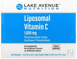 Liposomal Vitamin C, Unsweetened, Lake Avenue Nutrition, 1,000 mg, 30 Packets, 0.2 oz (5.7 ml) Each