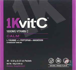 Vitamin C, Hydration, Effervescent Drink Mix, Natural Orange Flavor, 1Kvit-C, 1,000 mg, 30 Packets, 0.22 oz, 6.20 g Each