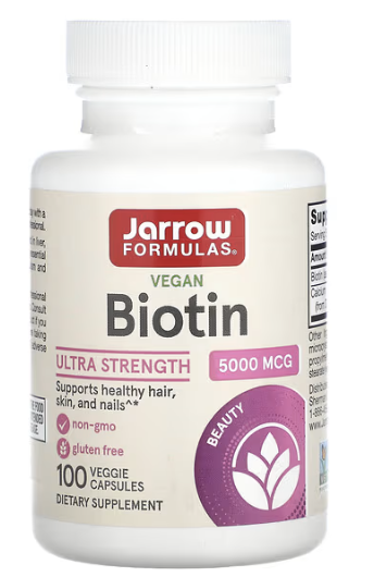 Биотин, 5000 мкг в растительных капсулах, Biotin, Jarrow Formulas, 5 000 mcg, 100 veggie capsules