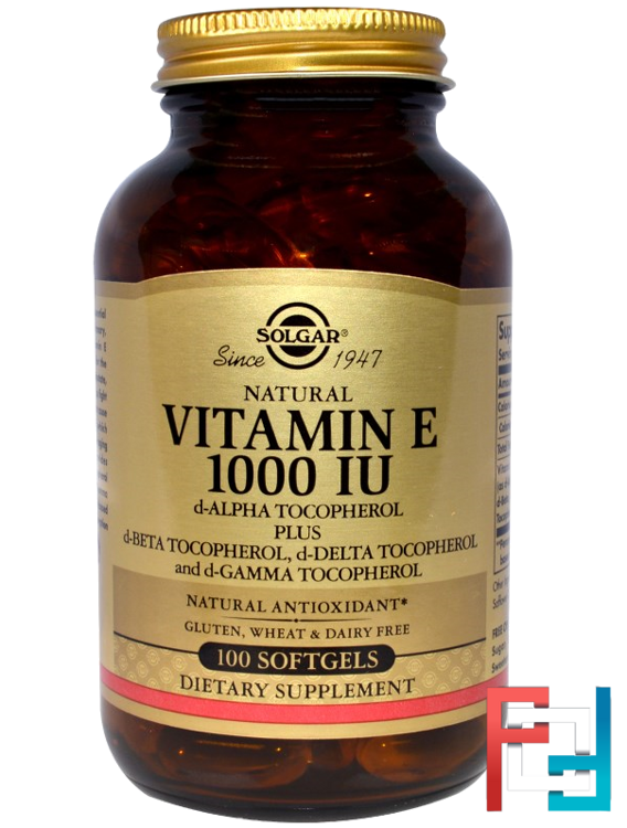 Natural Vitamin E, Solgar, 1000 IU, 100 Softgels