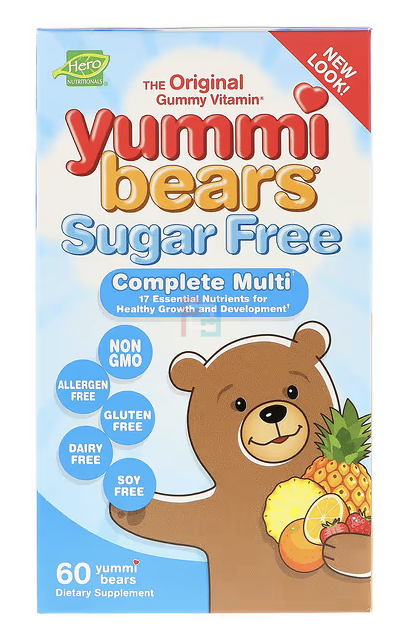 Yummi Bears, Complete Multi-Vitamin, Sugar Free, Hero Nutritional Products, Fruit Flavors, 60 Gummy Bears