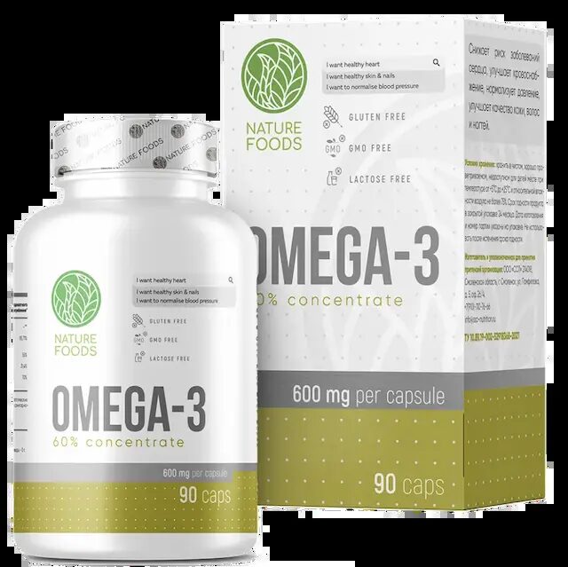 Омега-3 60%, Omega-3 60%, Nature Foods, 90 caps