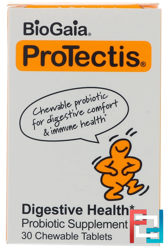 ProTectis, Digestive Health, Probiotic Supplement, Lemon, BioGaia, 30 Chewable Tablets