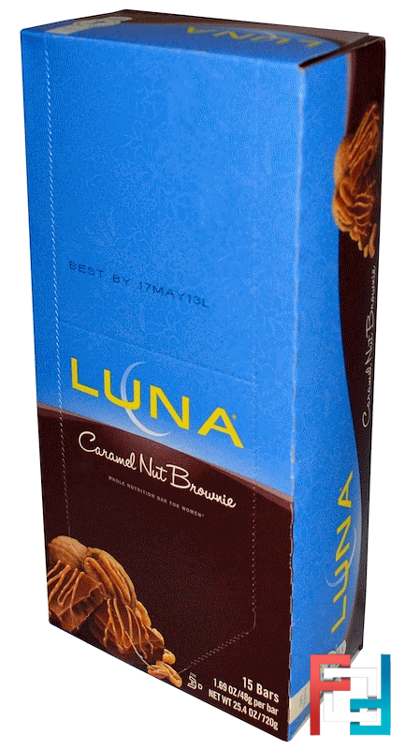 Luna Energy Bar, Caramel Nut Brownie, Clif Bar, 15 Bars, 1.69 oz (48 g) Each