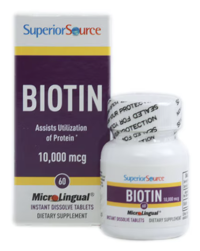 Биотин, Biotin, Superior Source, 10 000 mcg, 60 MicroLingual Instant Dissolve Tablets