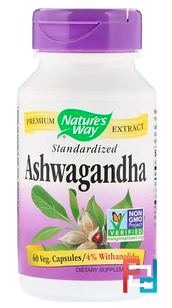 Ashwagandha, Standardized, Nature's Way, 60 Veggie Caps