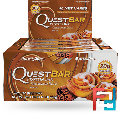 Quest Nutrition, QuestBar, Protein Bar, Cinnamon Roll, 12 Bars, 2.1 oz (60 g) Each