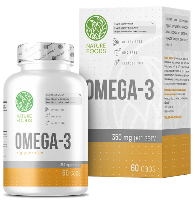 Омега-3 1360 мг, Omega-3, Nature Foods, 60 caps